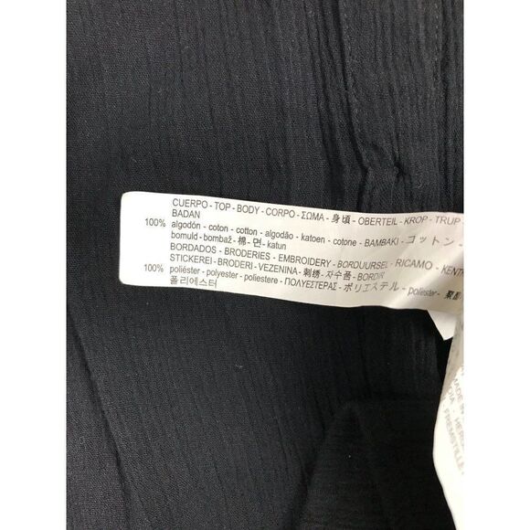 Zara Trafaluc Collection Black Embroidered Crop Top Size Medium - Picture 7 of 8